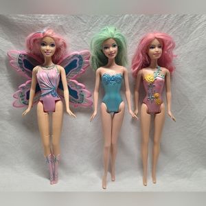 2006 Mattel Barbie Fairytopia Mermaidia Glitter Swirls Plus 2 Extra Dolls- Read